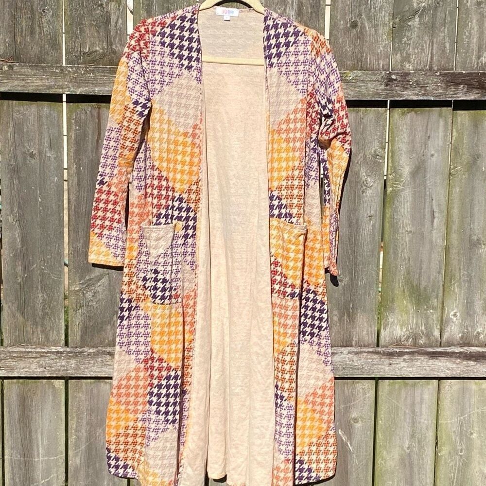 LuLaRoe Houndstooth Long‎ Length Cardigan | S